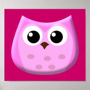 Poster Coruja cor-de-rosa