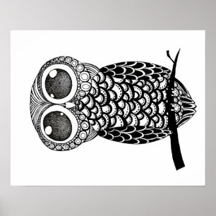 Poster Coruja da arte do Doodle