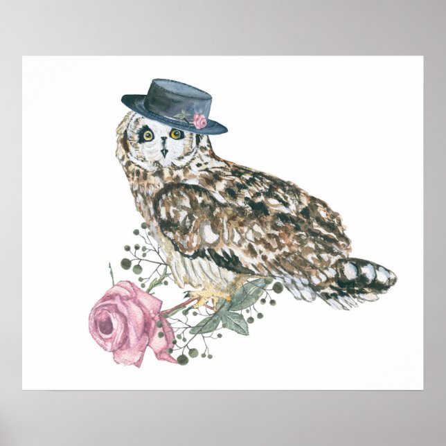 Poster Coruja de Aquarela (Frente)