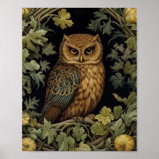 Poster Coruja de Arte Nouveau na floresta