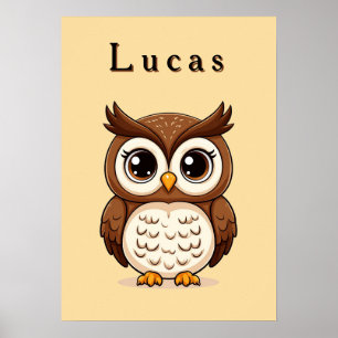 Poster Coruja de Desenho Adorável 🦉✨ Decoração Aconchega