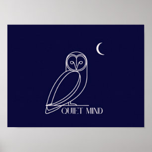 Poster Coruja de Mente Silenciosa – Design Minimalista de