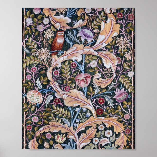 Poster Coruja e Flores, William Morris (Frente)
