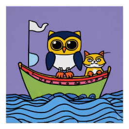 Pôster Coruja E Poster brilhante Pussycat