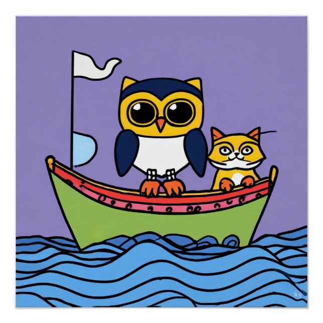 Pôster Coruja E Poster brilhante Pussycat (Frente)