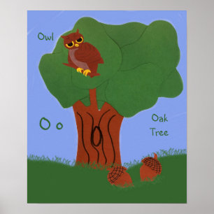 Poster Coruja e uma arte lunática dos desenhos animados