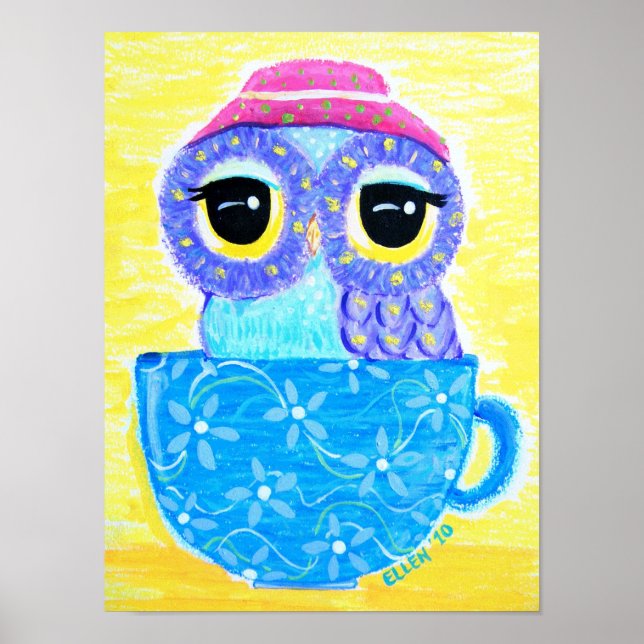 Pôster Coruja Em Um Teacup (Frente)