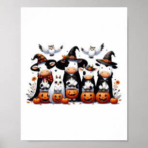 Poster Coruja Fantasma Vaca Animais do Dia das Bruxas Vac