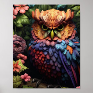 Poster Coruja Floral Encantada – Arte Vibrante da Florest