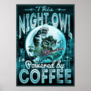 Poster Coruja noturna alimentada por café