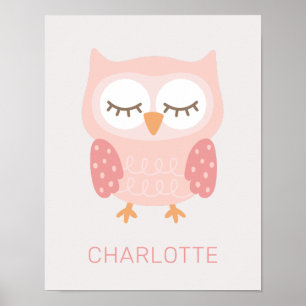 Poster 'Coruja Rosa', fofa personalizada