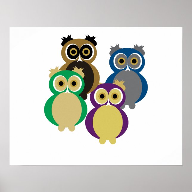 Pôster Corujas Coloridas (Frente)