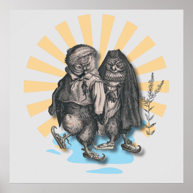 Poster Corujas de Patinação | Estilo Retroativo | Design  (Frente)