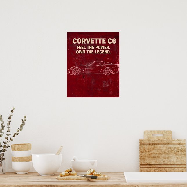 Poster Corvette C6 Vintage (Cozinha)
