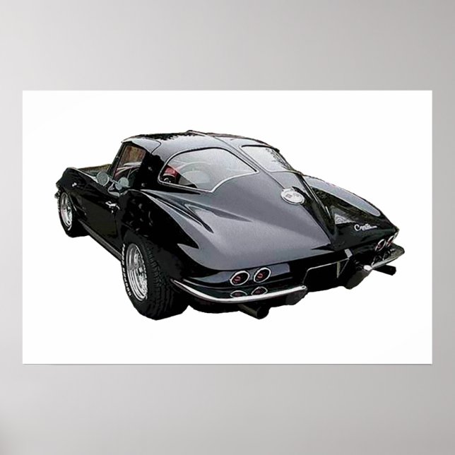 Poster Corvette Stingray preto 1963 (Frente)