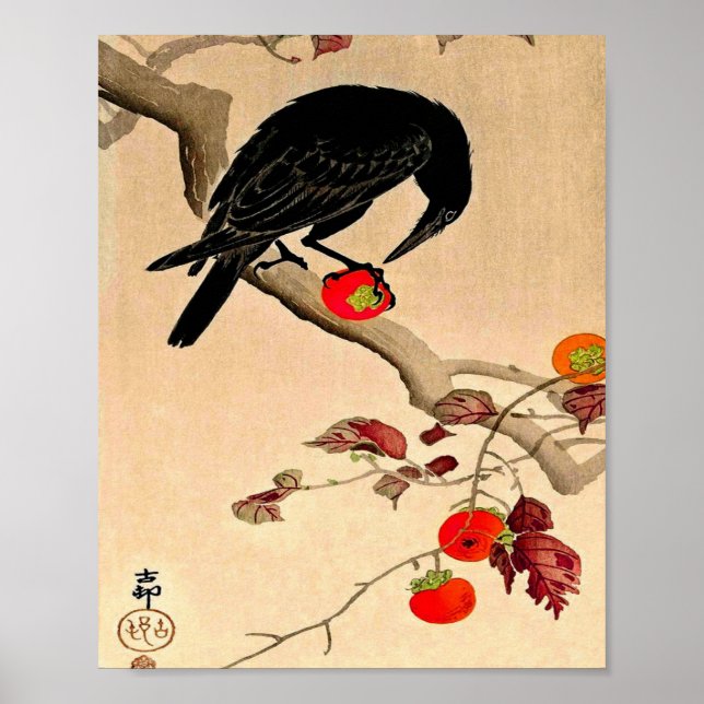 Poster Corvo Comendo Um Câncer De Ohara Koson (Frente)