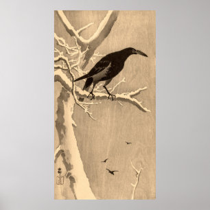 Poster Corvo em um Galho Nevado por Ohara Koson