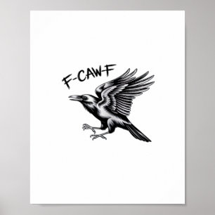 Poster Corvo Engraçado F-Caw-F Essencial Minimal Limpo