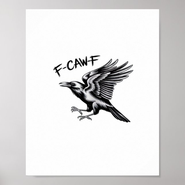 Poster Corvo Engraçado F-Caw-F Essencial Minimal Limpo (Frente)