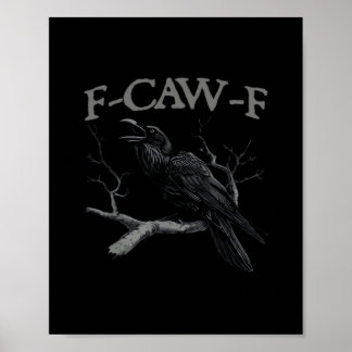 Poster Corvo, F-Caw-F Clássico Estilo Vintage de Ave Engr