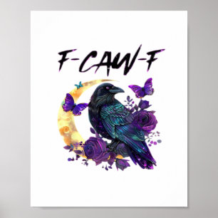 Poster Corvo F Caw F Pássaro Engraçado Lua Design Gótico
