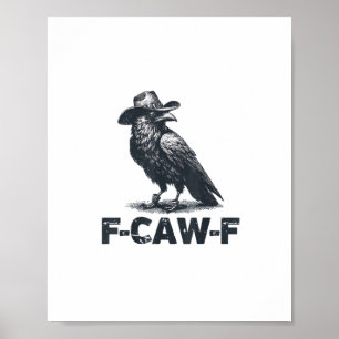 Poster Corvo F-Caw-F Retro Amante de Corvos
