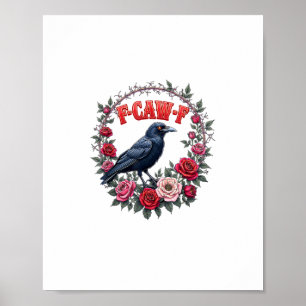 Poster Corvo Gótico Engraçado Halloween F-Caw-F Vintage