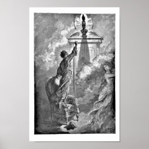 Pôster Corvo na ilustração de Edgar Allan Poe Dore do