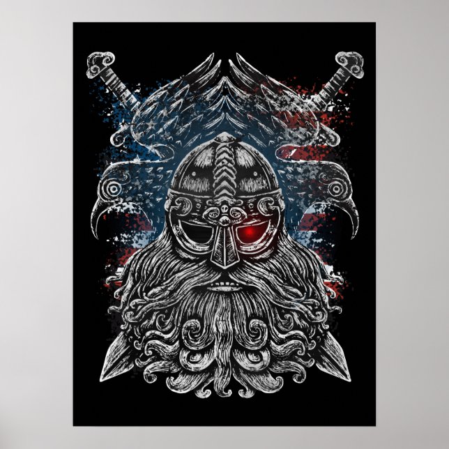 Poster Corvos de Odin e espadas Mitologia Viking EUA band (Frente)