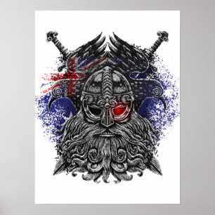 Poster corvos de Odin espadas Mitologia Viking bandeira d