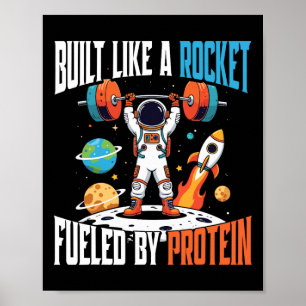Poster Cos Espaciais Do Astronauta De Elevação De Peso E