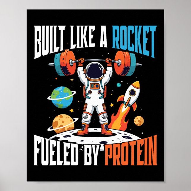 Poster Cos Espaciais Do Astronauta De Elevação De Peso E  (Frente)