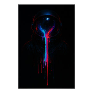 Pôster Cosmic Astronaut Drip – Neon Space Art Print