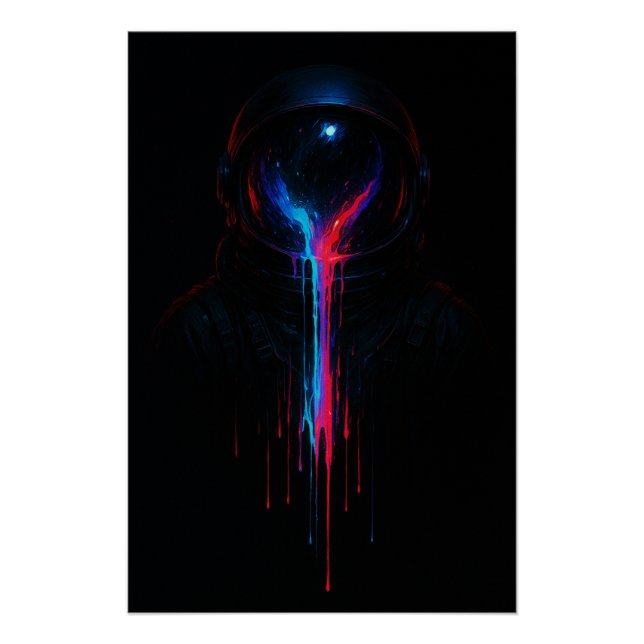 Pôster Cosmic Astronaut Drip – Neon Space Art Print (Frente)