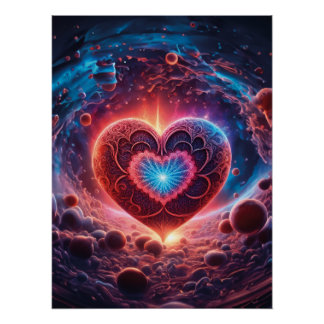 Pôster Cosmic Love: Radiant Heart in the Cosmos