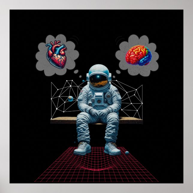 Poster Cosmic Mind vs Heart Astronaut (Frente)