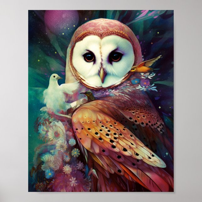 Poster Cosmic Owl Fantasy Art (Frente)