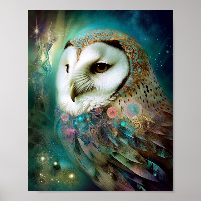 Poster Cosmic Owl Fantasy Art (Frente)