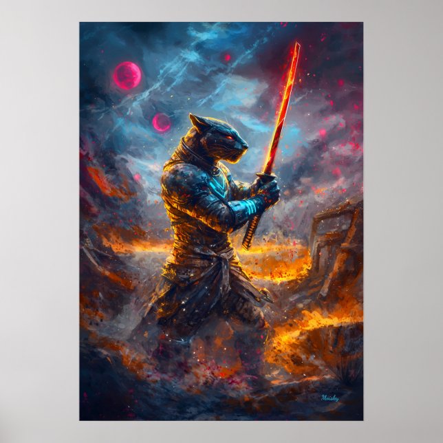 Poster Cosmic Panther Samurai – Mestre da Lâmina Celestia (Frente)