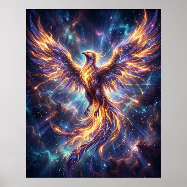 Poster Cosmic Phoenix Rising Flame (Frente)