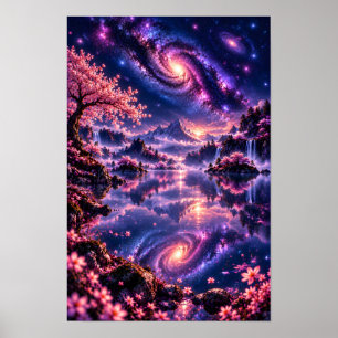 Poster Cosmic Sakura: Arte de Cerejeira da Galáxia Sakura