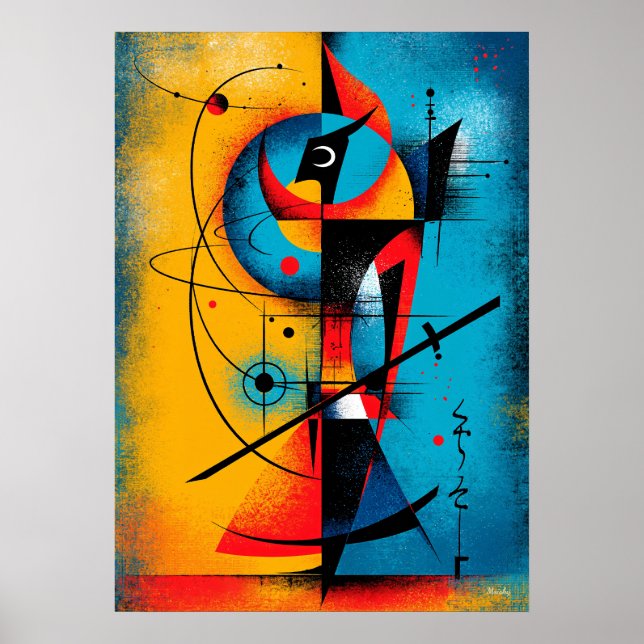 Poster Cosmic Samurai – Modern Abstract Geometric Wall (Frente)