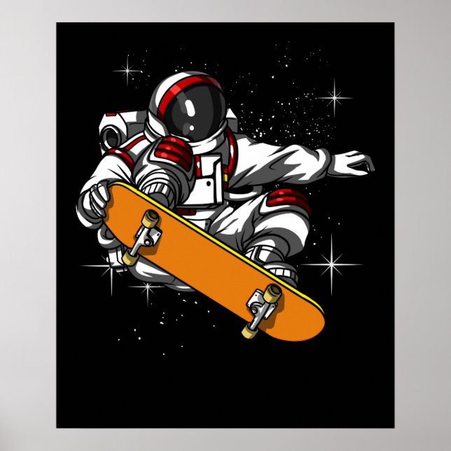 Poster Cósmico de Skater Skateboard Astronauta Espacial (Frente)