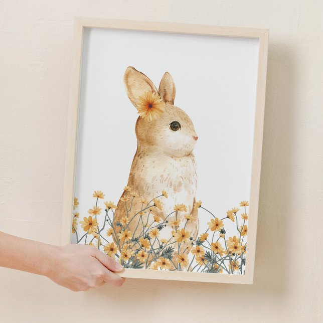 Poster Cosmos Bunny Flower Woodland Decor (Cosmos Bunny Flower Woodland Nursery Decor)