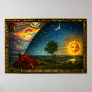 Poster Cosmos Celestial Derivado da Gravura de Flammarion
