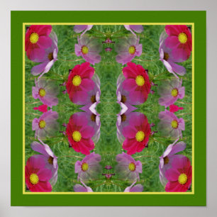 Poster Cosmos Daisy Flowers Mirror Abstrato Nature