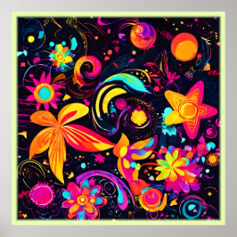 Poster Cosmos Florais Psicodélicos