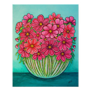 Pôster Cosmos Impresso em Rosa Bonito por Lisa Lorenz