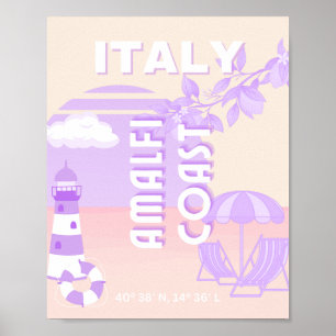 Poster Costa Amalfi, Viagem, Pré-Pol, Viagem, Pastel