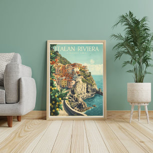 Poster Costa Amalfitana Azur – Estilo Vintage da Orla Ita